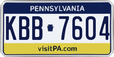 PA license plate KBB7604