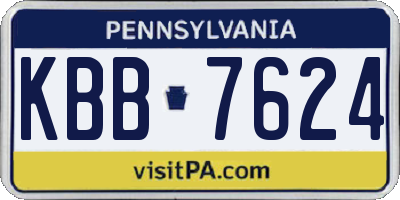 PA license plate KBB7624