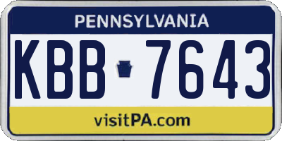 PA license plate KBB7643
