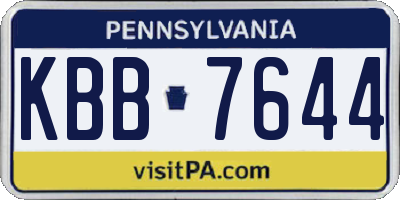 PA license plate KBB7644