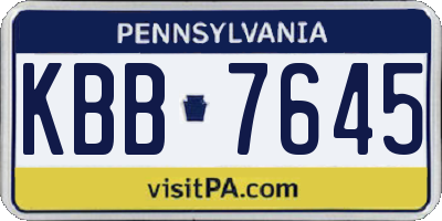 PA license plate KBB7645