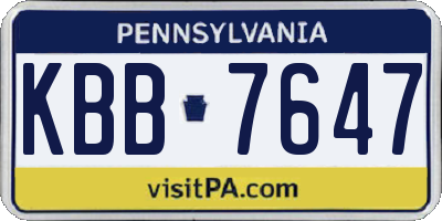 PA license plate KBB7647
