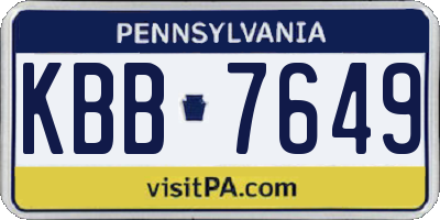 PA license plate KBB7649