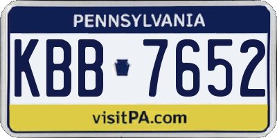 PA license plate KBB7652