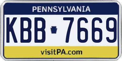 PA license plate KBB7669