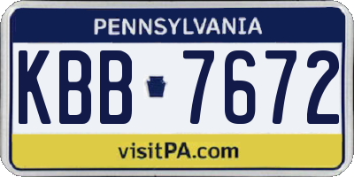 PA license plate KBB7672