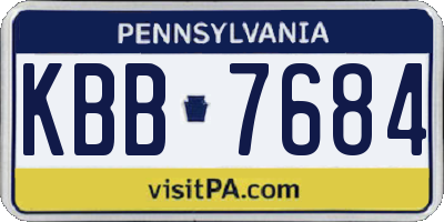 PA license plate KBB7684