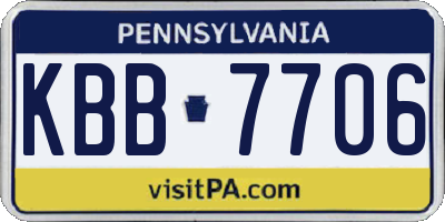 PA license plate KBB7706