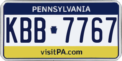 PA license plate KBB7767