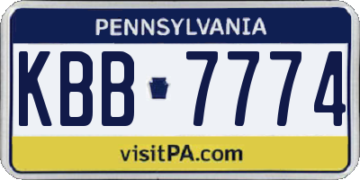 PA license plate KBB7774