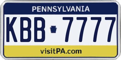 PA license plate KBB7777