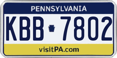 PA license plate KBB7802