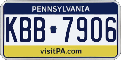 PA license plate KBB7906