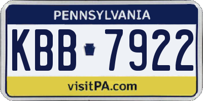 PA license plate KBB7922