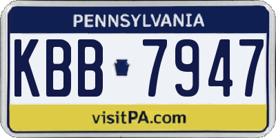 PA license plate KBB7947