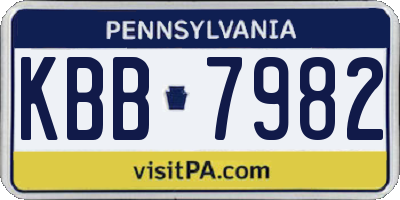 PA license plate KBB7982