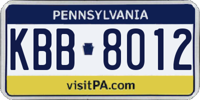 PA license plate KBB8012