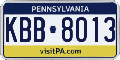 PA license plate KBB8013