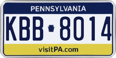 PA license plate KBB8014