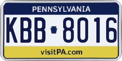 PA license plate KBB8016