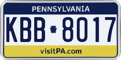 PA license plate KBB8017