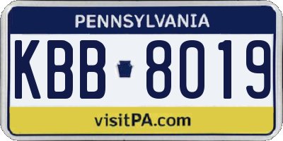 PA license plate KBB8019