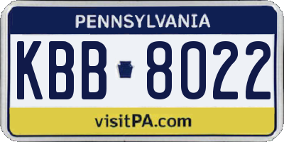 PA license plate KBB8022