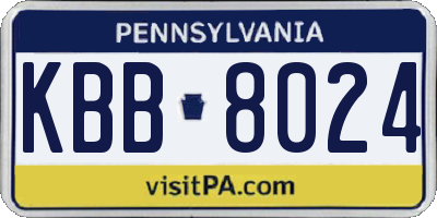 PA license plate KBB8024