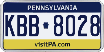 PA license plate KBB8028