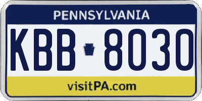 PA license plate KBB8030