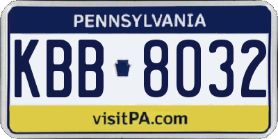 PA license plate KBB8032