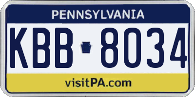 PA license plate KBB8034