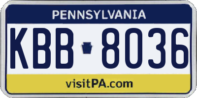 PA license plate KBB8036