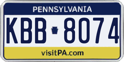 PA license plate KBB8074