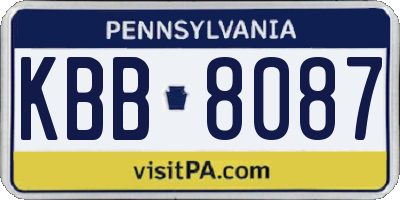 PA license plate KBB8087