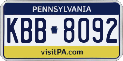 PA license plate KBB8092