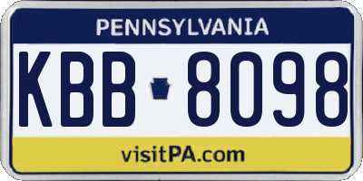 PA license plate KBB8098
