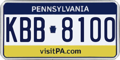 PA license plate KBB8100