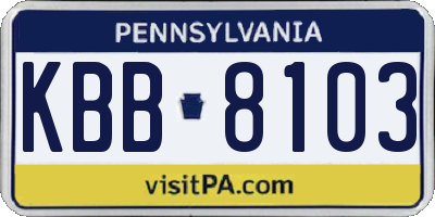 PA license plate KBB8103