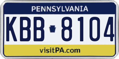 PA license plate KBB8104