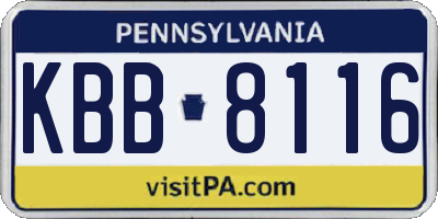 PA license plate KBB8116