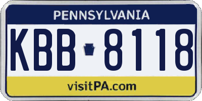PA license plate KBB8118