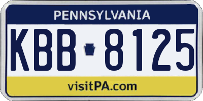 PA license plate KBB8125