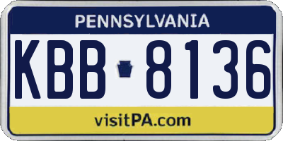 PA license plate KBB8136