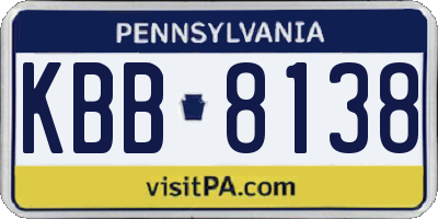 PA license plate KBB8138