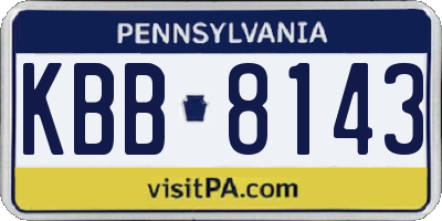 PA license plate KBB8143