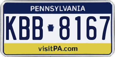 PA license plate KBB8167