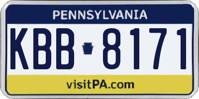 PA license plate KBB8171