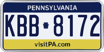 PA license plate KBB8172