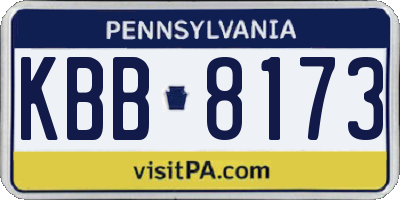 PA license plate KBB8173